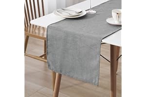 ‎DECOMIRA Decomira Tischläufer wasserabweisend Leinen-Optik | Fleckschutz, abwaschbar | Als Garten-Tischdecke Outdoor für Esstisch | Dunkelgrau - 40x180 cm