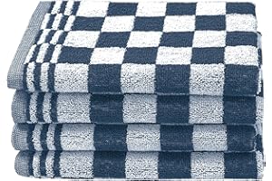 ZOLLNER Juego de 4 paños de Cocina de algodón en 50x50 cm - paños de Cocina Muy absorbentes y Resistentes - Lavables hasta 60°C - en Azul a Cuadros - Calidad hostelería - Certificado Oeko Tex