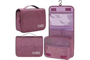 Trousse Uomo Appendibile da Viaggio, YOKGO Beauty Case da Viaggio Donna,Borsa Toilette Impermeabile, Cosmetico Bag con Gancio e Manigli, Make Up Bag con Multi Scomparti, Organizer Cosmetici Viola