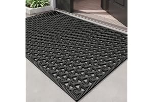 DEXI Utomhusdörrmatta 81 x 122 cm, halkfria smutsfångare dörrmattor vattentäta med dräneringshål, lågprofilmatta för entré, u