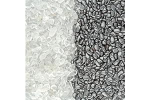 ‎LEBENSQUELLE PLUS Premium Ladesteine Bergkristall und Entladesteine Hämatit | Mini Trommelsteine 400 gramm (je 200gr) | Chips 6-10 mm Lebensquelle Plus