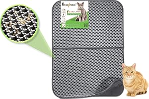 Genieforce® TC8 Katzenmatte Katzenklo Matte, Katzenstreumatte, faltbar, Waben Doppelschicht Design, Wasserdicht, urinsichere Auffangmatte für Katzentoiletten. [75 x 55,5cm] (Grau)