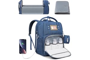 Nuliie Mochila de Pañales para Bebé, Mochila Carro Bebe Multifuncional de Gran Capacidad con Cambiador, Bolsa Chupete, Cinturón de Cochecito para Viaje de Mamá y Papá