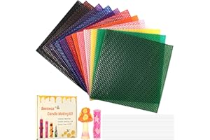 FENTAR Beeswax for Candle Making Kit, 12 Colours Beeswax Sheets with Wicks for Beeswax Candles, 100% Natural Bees Wax for Making Beeswax Candles, Make Your Own Rolling Candle for Adults Kids (20 * 20 cm)