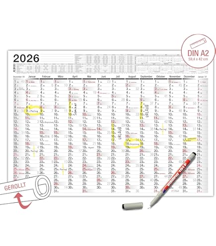 Weekview Jahresplaner 2026 A1 - Abwischbarer Wandkalender Mit Wochenstruktur