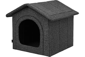 BJIRD Hundehaus Hundehütte für große Hunde - Katzenhaus, Katzenhöhle - mit herausnehmbarem Dach - Tierhaus für Katzen und Hunde für Drinnen/Indoor - Schwarz - 76 x 72 x 74 cm [R6 / XXXL]