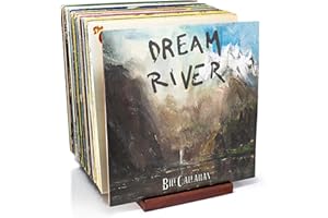 MÖNKE Premium Vinyl Record Storage - a Mid-Century Style Record Holder, 50 LP Capacity - with a Now-Playing Record Display Groove (Brown)