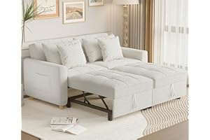 YODOLLA 3-in-1 Schlafsessel, Doppelbett mit Verstellbarer Rückenlehne zu einem Schlafsofa, Schlafsessel mit Bettfunktion, Ausziehbar Schlafsofa für Erwachsene, Teddy Weiß