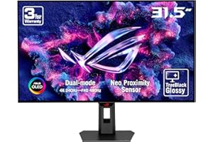 ASUS ROG Strix OLED XG32UCWMG TrueBlack błyszczący wyświetlacz OLED 32", 4K, Dual Mode (4K do 240 Hz, FHD do 480 Hz), 0,03 ms, Care Pro, Neo Proximity Sensor, VESA DisplayHDR 400, USB-C, HDMI 2.1