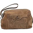 STARHIDE Top Framed Zipped Genuine Distressed Hunter Leather Hanging Toiletry Wash Shaving Cosmetic Bag 550 Brown