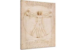 Bilderdepot24 Image de Toile - Vieux Maîtres - Leonardo da Vinci - Homme de Vitruve - 50x70 cm - Images sur Toile - Toile déco imprimée - Tableau Toile - Photo sur Toile