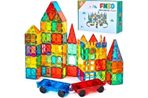 FNJO Magnetiska plattor, 100 st byggstenar, magneter byggsats, STEM-leksaker, julleksak, present till barn, pojkar och flicko