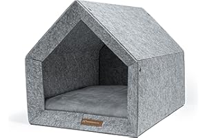 Rexproduct - PetHome Hundehütte mit Liegefläche und Dach I Biss- und Kratzfest I Gute Schalldämmung I Umweltfreundlich & Einfach zu Montieren I Größe S (60x42x43 cm) - Hellgrau und Grau