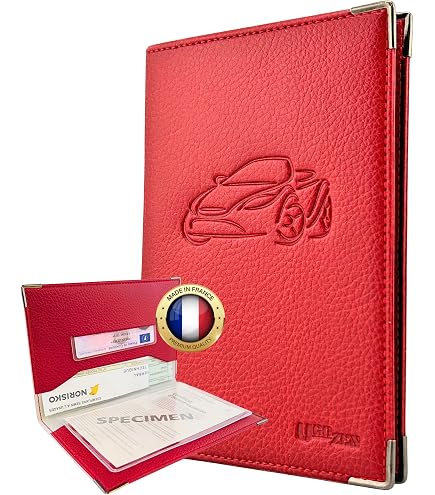 Porte-Cartes Personnalisable En Cuir Rouge – Style Rappeur – Pour Carte Grise, Permis – Marque Syl'la