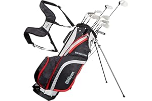 Wilson Ensemble Complet pour Débutant, 10 Clubs de Golf avec Sac Trépied, pour Homme, Stretch XL, Noir/Gris/Rouge