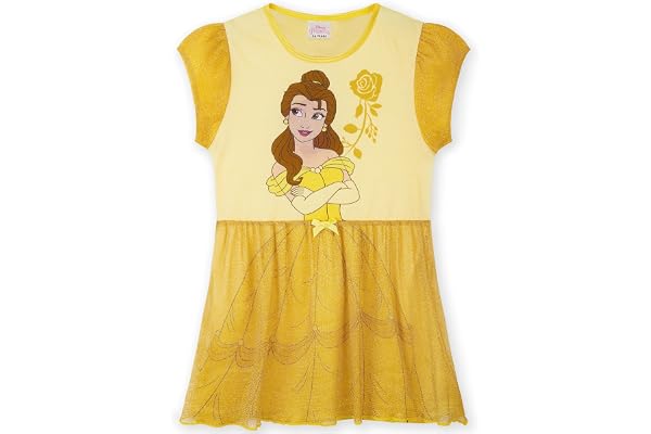 Disney Chemise de Nuit Fille Princesse Ariel, Cendrillon, Belle, Jasmine, Raiponce, Reine des Neiges Encanto Officiel Vêtements de Nuit Enfant et Ado Fille 2-14 Ans