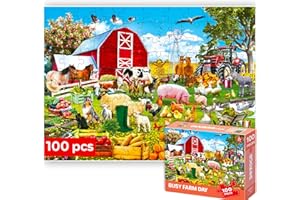 QUOKKA Puzzle Animaux 100 Pieces pour Enfants - Solo Puzzle Enfant 4 5 6 Ans - Jouet pour Apprendre Les Animaux Réalistes de Ferme pour Filles et Garçons - Jeux Cadeau pour Filles et Garçons 7 8 9