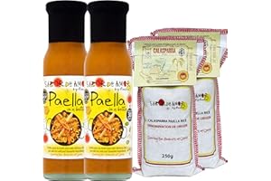 SABOR DE AMOR BY BEATRIZ Sabor de Amor - Paella Kit Set - 2 Natural Paella stock & 2 Calasparra Paella Rice