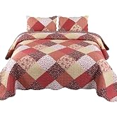 Qucover Patchwork Bedspreads for 135 cm 150 cm Bedspreads with 2 | 3 Pieces Bedding Set with 2 Pillowcases, 230 x 250 cm, Rev