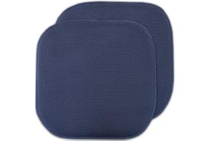Sweet Home Collection Cojines de Espuma viscoelástica para Silla, Goma Antideslizante, diseño de Panal de Abejas y Esquinas Redondeadas de 16 x 16 Pulgadas; Color Azul Marino, Paquete de 2 Unidades