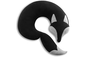 Leschi Poduszka podróżna zapewnia spokojny sen w samochodzie, samolocie i łóżku kempingowym/prezent podróżny dla dzieci i dorosłych/poduszka pod kark nadająca się do prania/lis Peter, czarno-szara