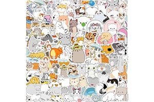 BIMANI 100PCS lindo gato pegatinas para botellas de agua, monopatines, kawaii gatito de dibujos animados animales paquete de pegatinas, regalos para niños y adolescentes