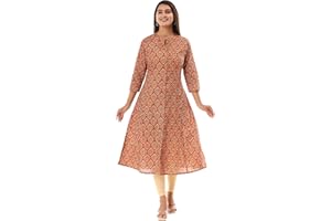 VI VIHAAN IMPEX VIHAAN IMPEX Tunique longue Kurta Kurti à manches 3/4 Rouge