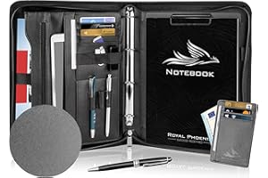 Royal Phoenix® Business Schreibmappe A4 'Hawk' - Hochwertige Ringbuchmappe mit Reißverschluss - inkl. Kreditkartenetui + weiteren EXTRAS - Arbeitsmappe aus hochwertigem Kunstleder in Anthrazitgrau