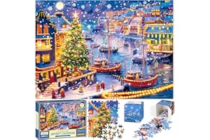 Quanquer Calendrier de l'avent Puzzle 2024_Puzzle Jigsaw de Noël_24 boîtes - 1008 pièces Compte à rebours jusqu'à Noël - Cadeaux de Noël pour adultes et enfants