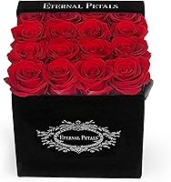 100% Real Roses That Last A Year - Black Velvet Box (Red)