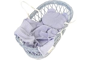 bisoo Set Coperta e Cuscino per Neonato - 100% Mussola di Cotone - Coperta di Mussola 70x100 cm e Cuscino per Navicella, Carrozzina e Culla - Regalo Originale per Neonati - Stampa a Pois
