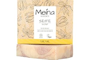 Meina Naturalne kosmetyki – mydło ekologiczne z Ylang Ylang, naturalne mydło do suchej skóry bez oleju palmowego, certyfikowane, wegańskie, trwałe, ręcznie wykonane, jak stały żel pod prysznic – 100 g