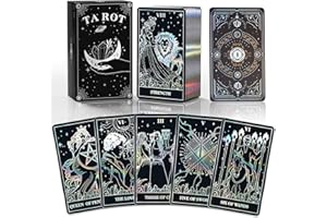 WJPC Silver Foil Edge Tarot Cards with Guide Book Set&Gift Box for Beginner& Expert. Original Design Tarot Cards Decks