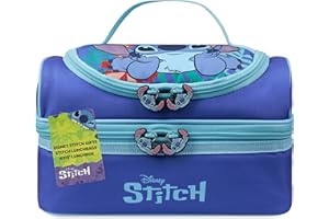 Get Trend Disney Stitch Lunchtasche Kinder Isoliert Lunch Bag für Brotdose mit 2 Separaten Fächern für Schule Kita Kindergarten Geschenk Idee (Blau Stitch)