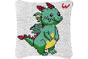 FANKXIUXI Knüpfhaken-Set,DIY-Tier-Thema,Teppichkissen,Häkelkissen,Teppich,Nähen,Knüpfkissen, kreatives Geschenk für Kinder, Erwachsene,Anfänger,Dinosaurier