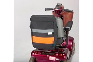 Ducksback Deluxe-Mobilitäts-Scooter-Tasche Fluoreszierende Einkaufs- und Aufbewahrungstasche mit Reißverschluss (Schwarz und Orange, L)