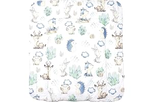 TupTam Matelas à Langer à Motifs pour Bebe Filles et Garçons, Cerf/Hedgehog, 70 x 70 cm