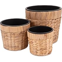 Lot 3 Paniers à Plantes Jonc De Mer Bohème Avec Insert - 20cm 22cm 25cm