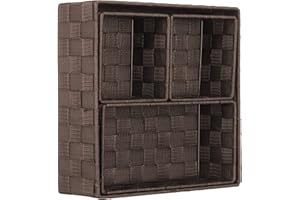 Brandsseller set di 4 di Scatole Portaoggetti - 28x28x10 cm, 26x13x9 cm, 13x13x9 cm (2x) - Cestini rettangolari senza coperchio – intrecciati in effetto rattan con struttura in metallo – Marrone