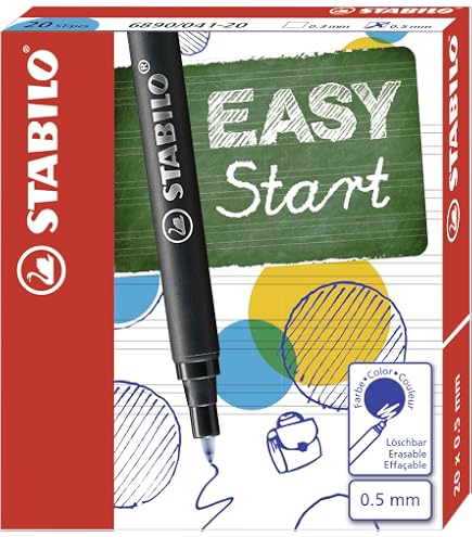 Lot De 3 Stylos Roller STABILO EASYoriginal - Ergonomique Pour Droitiers - Encre Effaçable Bleue - 0,5 Mm