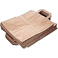 The Paper Bag Company Brown Paper Carrier Bags with Flat Handles, H: 29.5 cm x Width: 13.5 cm x Length: 25 cm Pack of 50