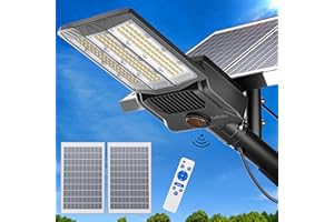 Gefolly 5000W Lampione Solare LED Esterno, 480000LM Dal Tramonto All'alba IP67 Impermeabile Lampioni da Esterni,6500K Lampione Stradale per Esterni-Luce Sicurezza Stradale
