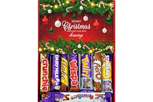 BENERRY Luxury Chocolate Hamper – Assorted Dairy Milk Selection – Gift for Birthdays & Thank You & All Occasions – Premium Cocoa Treat Set (Christmas - Classic Red)