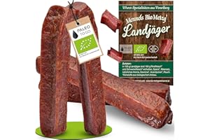 ‎PALEO TO GO PALEO TO GO Bio Landjäger 6 Paar (à 70 g) - Premium Rohwurst-Spezialität aus Rind- und Schweinefleisch - 100% natürlich & ohne Zusätze - geräucherte Snack Wurst - herzhaft & aromatisch