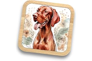 TREETOP GIFTS Hungarian Vizsla Gift Idea Wooden Coaster - 20+ Breeds Available! – Gift for Dog Dad, Dog Mum, Lovers, Owners, Walkers, Groomers – Ideal Dog Themed Gift for Women, Men (Hungarian Vizsla)