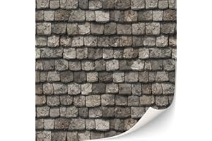 TEXTURKONTOR 3 Sheets Self-Adhesive Roof Tiles and Shingles for Dollhouses Scale 1:12 (Roof Shingles Stone)