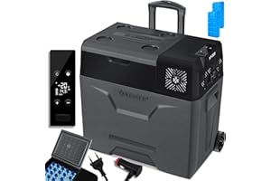 ‎KESSER KESSER® Kompressor Kühlbox elektrisch Gefrierbox, 50 Liter Mit APP-Steuerung USB-Anschluss 12/24 V 230V, +Teleskopstange, 2x Kühlakkus Räder Kühlschrank Kühlung bis -20 °C für Auto, Lkw, Boot