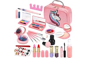 EVACOK Kids Makeup Sets For Girls - Washable Little Girl MakeUp Starter Kit, Real Makeup Childrens Princess Pretend Play Games Toys Presents, Little Girl Birthday Gifts Set For Age 4+ 10-12 Year Old