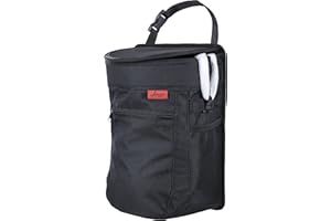 Lusso Gear Poubelle de voiture | En vinyle étanche/amovible – Grande capacité de 7,5 litres – Couvercle à rabat – Poches de rangement – Facile à accrocher ou à monter dans la voiture
