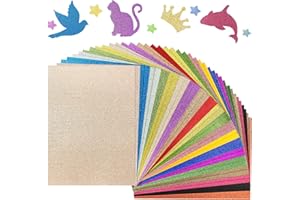 BELLANOVA 40 Fogli Carta Glitterata A4 Set Carta Glitterato Colorata 20 Colori, 250 g/m², per Scrapbooking, Album Fotografici, Decorazioni Festive e Progetti Creativi di Fai da Te (40)